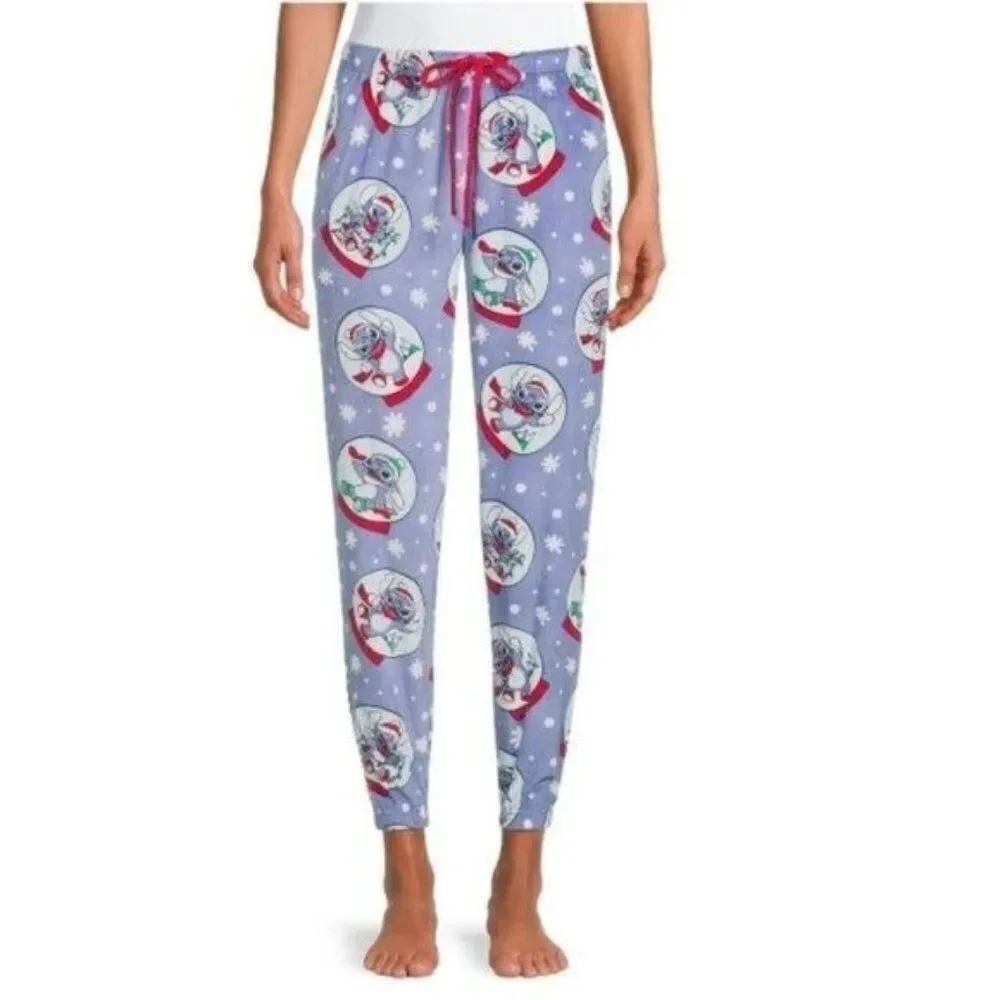 Disney Lilo and Stitch Christmas Holiday Jogger Pajama Pants Women’s Size XL New - Picture 2 of 10